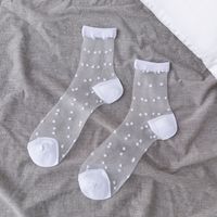 Retro Polka Dot Love Vertical Strips Glass Silk Card Silk Socks Women's Tube Socks Wholesale sku image 4