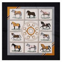 New Silk Scarf 70cm Square Scarf Pegasus War Horse Printing Satin Silk Scarf Decoration Scarf sku image 3