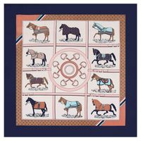 New Silk Scarf 70cm Square Scarf Pegasus War Horse Printing Satin Silk Scarf Decoration Scarf sku image 5