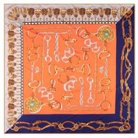 New Hand-curled Silk Scarf Twill Silk Square Scarf Chain Tassel Printing Scarf Shawl sku image 4