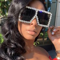 Trendy Diamond-studded Cool Big Box Sunglasses Women Fashion Sunglasses Wholesale Nihaojewelry sku image 9