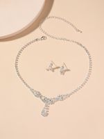 Shiny Water Droplets Tassel Artificial Crystal Metal Inlay Rhinestones Women's Earrings Necklace main image 5