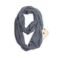 Solid Color Storage Zipper Pocket Scarf Infinity Scarf Female Scarf sku image 22