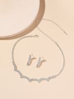 Shiny Water Droplets Tassel Artificial Crystal Metal Inlay Rhinestones Women's Earrings Necklace sku image 11