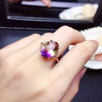 Live Broadcast Hot Sale New Colorful Watermelon Tourmaline Necklace Colorful Bright Luxury Egg-shaped Amethyst Rings Pendants sku image 2