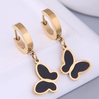 Pendientes De Aro Personalizados De Acero Titanio Mariposa De Moda Coreana main image 2