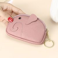 Women's Elephant Solid Color Cowhide Zipper Wallets main image 5