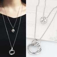 Korean Fashion Metal Simple Circle Ball Double-layer Long Necklace Wholesale sku image 1