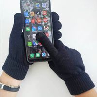Winter Gloves Men Women Thickened Velvet Outdoor Warm Wool Touch Screen Knitted Gloves sku image 1