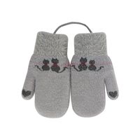 Children's Gloves Cute Cat Lanyard Woolen Gloves Cold-proof Warmth Thick Knitted Gloves sku image 3