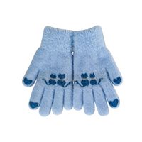 New Winter Children's Curly Gloves Warm Five-finger Cold-proof Knitting Gloves sku image 1