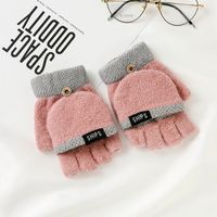 Étudiant Pour Dames D'automne Et D'hiver, Gants À Demi-doigts En Laine Tricotés À Clapet Chaud sku image 4