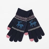 Winter Men And Women Warm Couple Deer Touch Screen Fleece Woolen Knitted Gloves sku image 4