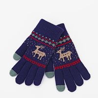 Winter Men And Women Warm Couple Deer Touch Screen Fleece Woolen Knitted Gloves sku image 5