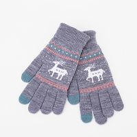 Winter Men And Women Warm Couple Deer Touch Screen Fleece Woolen Knitted Gloves sku image 6