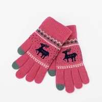 Winter Men And Women Warm Couple Deer Touch Screen Fleece Woolen Knitted Gloves sku image 8