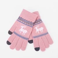 Winter Men And Women Warm Couple Deer Touch Screen Fleece Woolen Knitted Gloves sku image 9