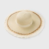 Retro Frayed Handmade Straw Hat Spring And Summer Big Eaves Sunscreen Straw Hat sku image 1