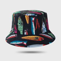 Nuevo Sombrero De Pescador Personalidad Simple Y Colorido Salvaje Parte Superior Plana De Doble Cara Puede Usar Sombrero De Lavabo sku image 3