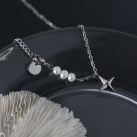 Naturperle Lila Diamant Kreuzstern Europäische Und Amerikanische Halskette Titanstahl main image 1