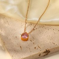 Romantic Drop-shaped Zircon Pendant Stainless Steel Necklace Jewelry Accessories main image 4