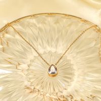 Romantic Drop-shaped Zircon Pendant Stainless Steel Necklace Jewelry Accessories main image 5