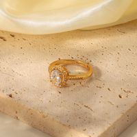 European And American 18k Gold Double Oval Zircon Ring Real Gold Plated Copper Micro Inlaid Ring main image 3