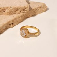 European And American 18k Gold Double Oval Zircon Ring Real Gold Plated Copper Micro Inlaid Ring main image 4