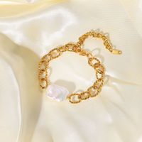 Baroque Style 18k Gold-plated Stainless Steel Bracelet Retro Baroque Freshwater Pearl Bracelet Female main image 5