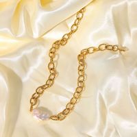 European And American 18k Gold-plated Stainless Steel Retro Baroque Freshwater Pearl Twist Chain Necklace main image 5