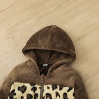 2021 Casual Hooded Jacket Children's Wool Zipper Shirt Leopard Print Coat main image 3