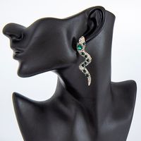 Retro Fashion Animal New Personality Creative Diamond Emerald Snake Earrings main image 3