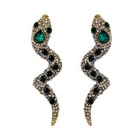 Retro Fashion Animal New Personality Creative Diamond Emerald Snake Earrings main image 6