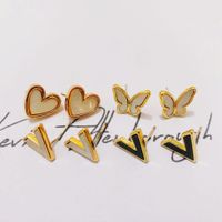 Papillon Coeur Lettre V Boucles D&#39;oreilles Mode Simples Nouvelles Boucles D&#39;oreilles main image 2