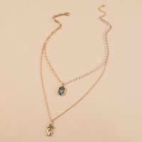 Multi-layer Natural Diamond Abalone Shell Pendant European And American Trend Double-layer Sweater Chain main image 3