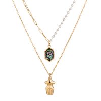 Multi-layer Natural Diamond Abalone Shell Pendant European And American Trend Double-layer Sweater Chain main image 6