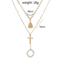 European And American New Beaded Pendant Fashion Wild Multilayer Chain Cross Necklace main image 6