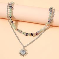 European And American Retro Wild Creative Ethnic Style Sun God Natural Stone Necklace Set sku image 2