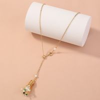 Fashion Handmade Silk-wrapped Pearl Flower Long Pendant Necklace Pull Buckle Single-layer Chain main image 3