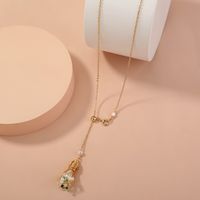 Fashion Handmade Silk-wrapped Pearl Flower Long Pendant Necklace Pull Buckle Single-layer Chain main image 4