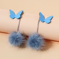 European And American Big-brand Creative Trendy Popular Frosted Butterfly Mink Earrings sku image 2