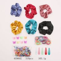 Simple Hair Rope Head Rope High Elasticity Rubber Band Creative Metal Pearl Hair Clip Combination main image 3