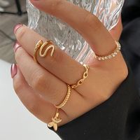 Fashion Snake-shaped Butterfly 6-piece Ring Set Wholesale main image 3