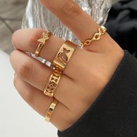 Fashion Snake-shaped Butterfly 6-piece Ring Set Wholesale main image 5