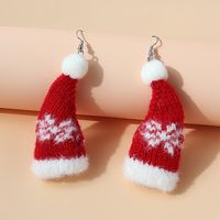 Série De Noël Marée Populaire Sauvage Petites Boucles D&#39;oreilles Chapeau De Noël Fraîches Et Mignonnes main image 1