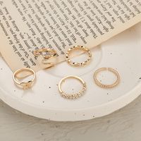 Simple Alloy Snake Butterfly Full Diamond Hollow Ring 4 Piece Set main image 1