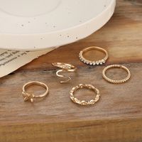 Simple Alloy Snake Butterfly Full Diamond Hollow Ring 4 Piece Set main image 3