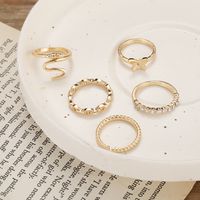 Simple Alloy Snake Butterfly Full Diamond Hollow Ring 4 Piece Set main image 4