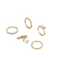 Simple Alloy Snake Butterfly Full Diamond Hollow Ring 4 Piece Set main image 6