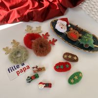 Ensemble De Quatre Pièces De Chapeaux De Noël Pour Enfants Mignon Clip Décoration Bois Cheveux Corde Épingle À Cheveux main image 4